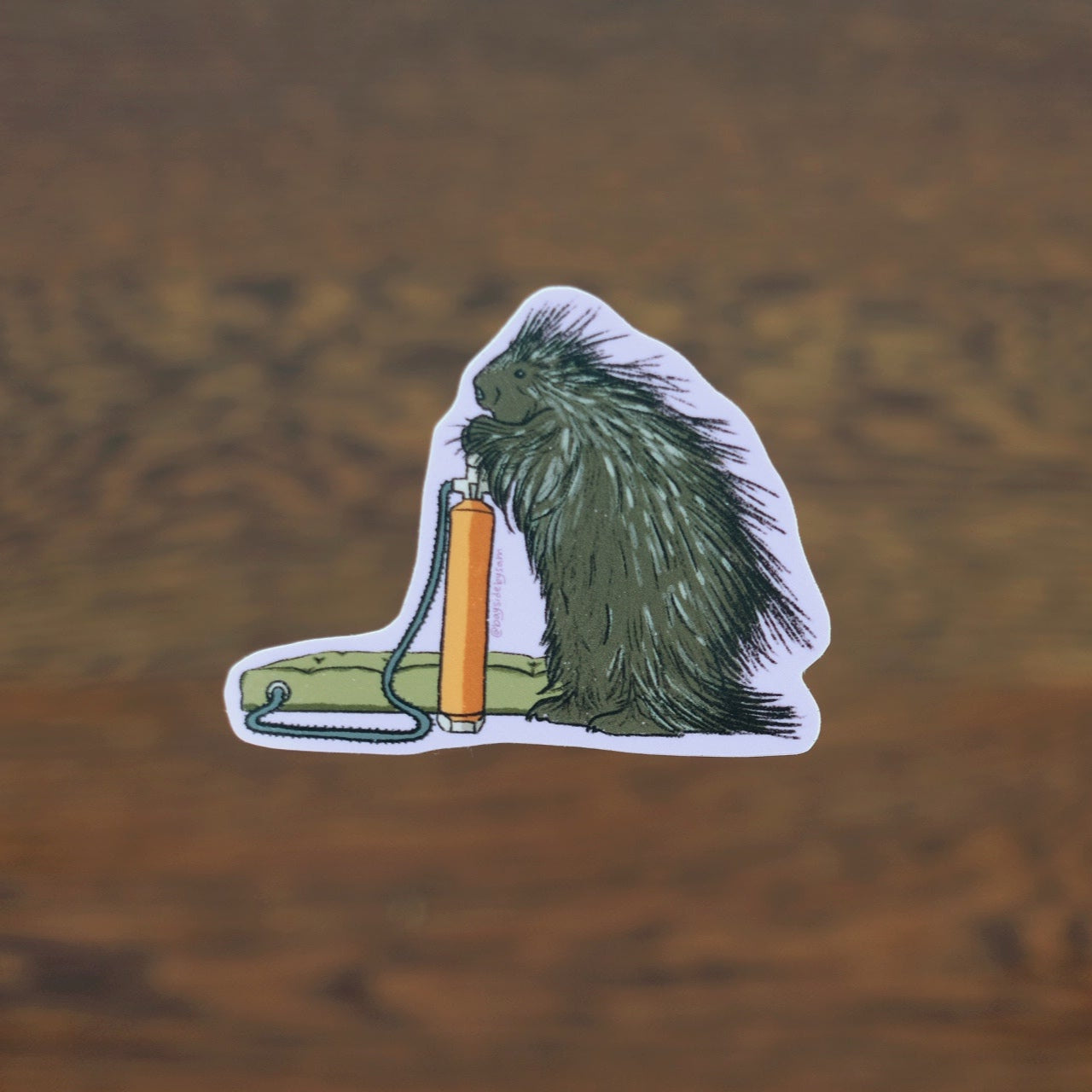 Camping Porcupine Vinyl Sticker 3"