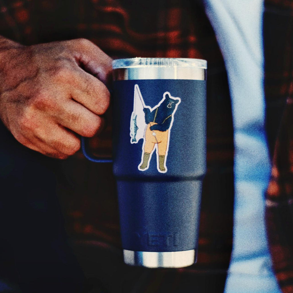 Fishing Bear Vinyl Sticker 3"