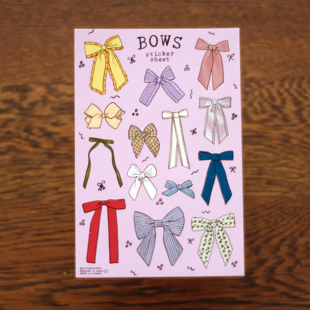 Vintage Bows Sticker Sheet 4" x 6"