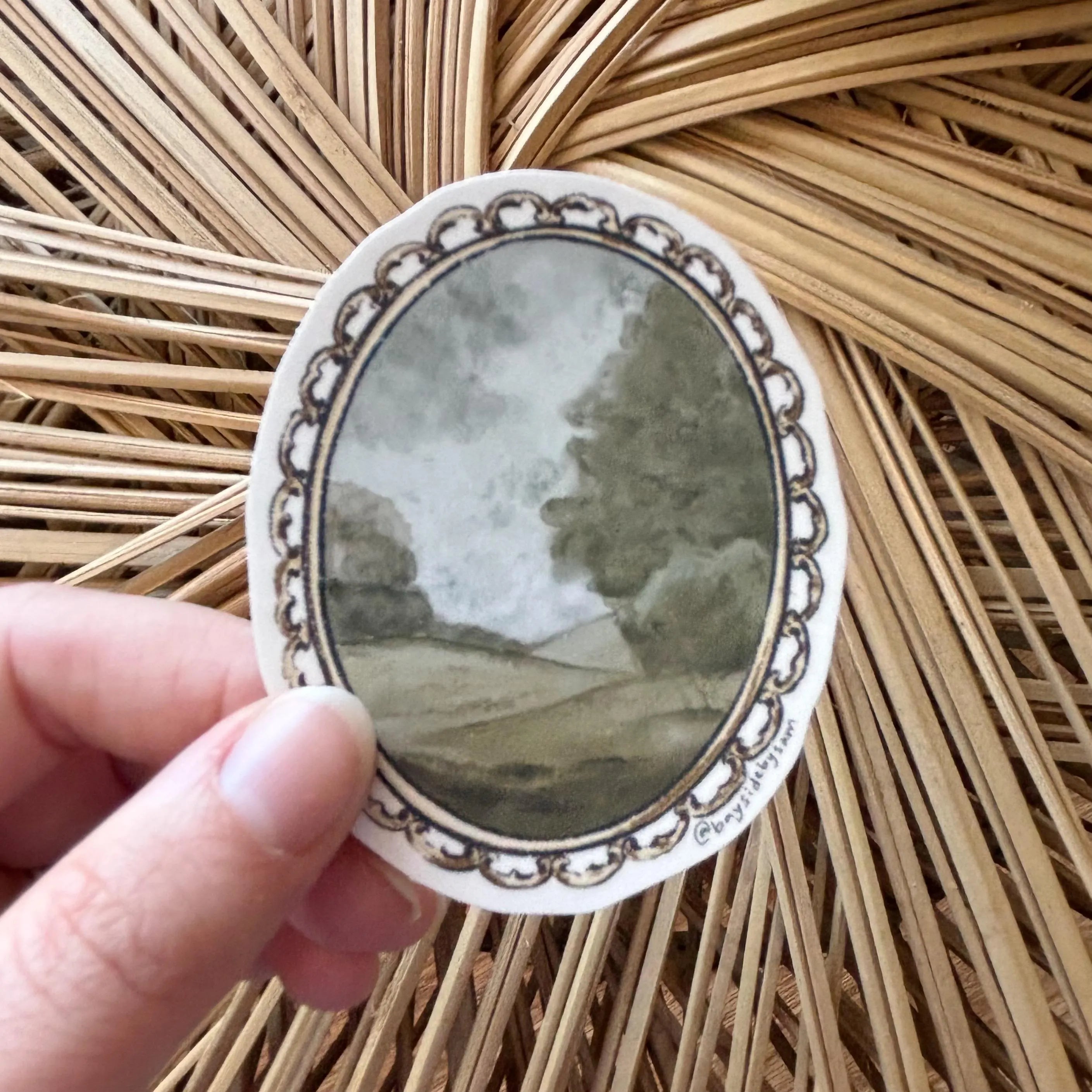 Vintage Frame Landscape Vinyl Sticker 3"