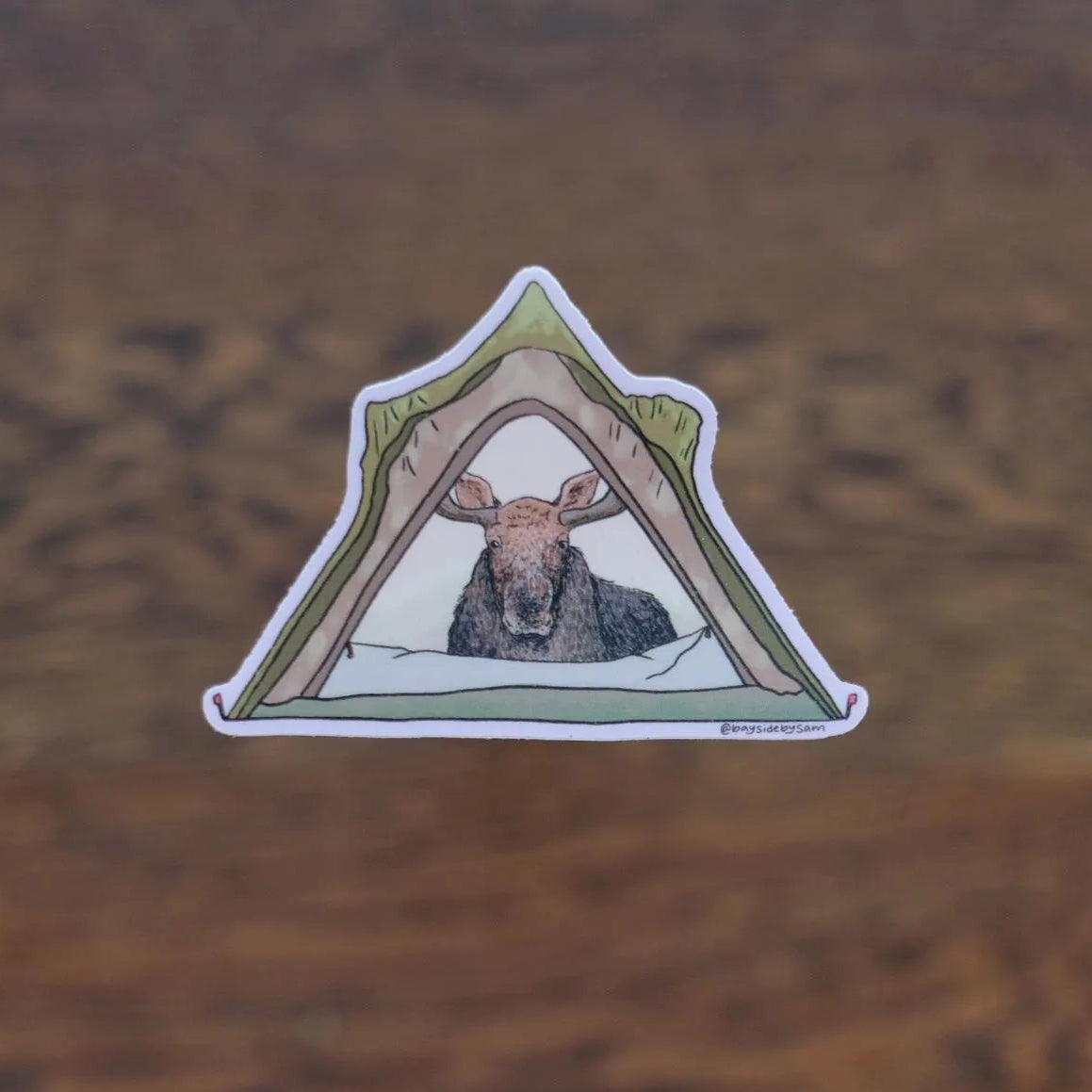 Camping Moose Vinyl Sticker 3"