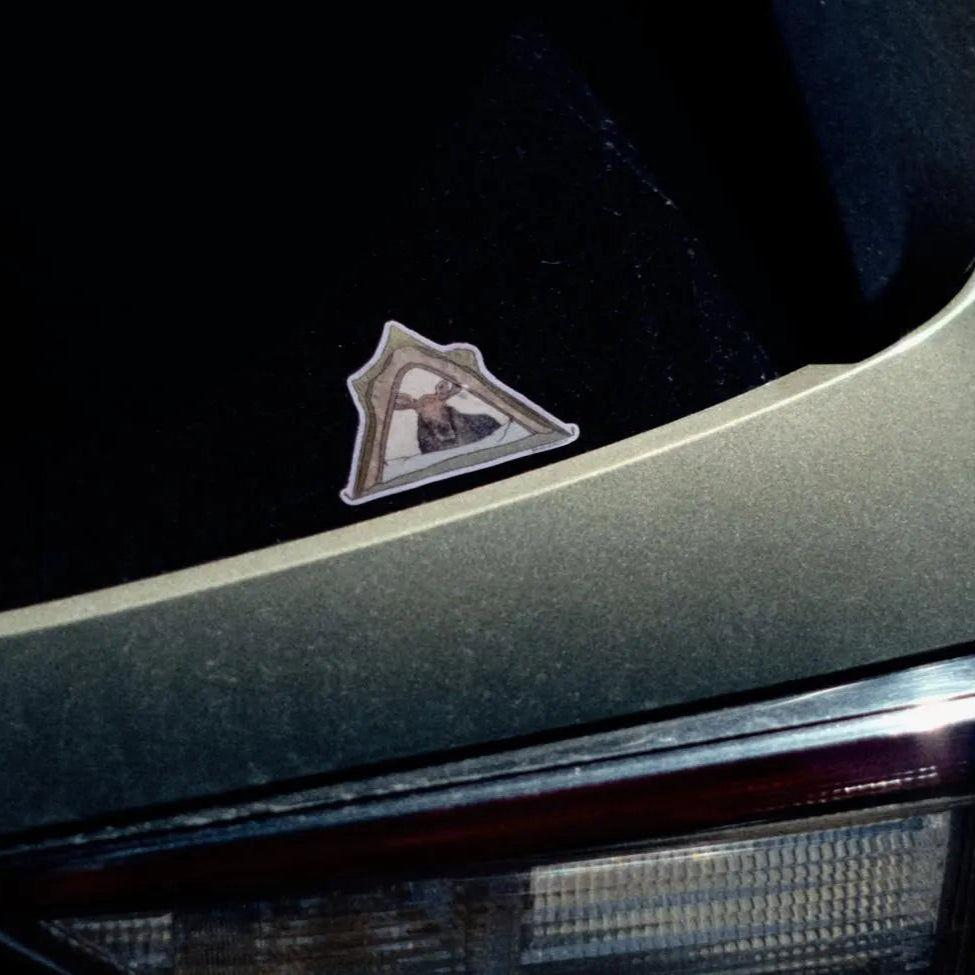 Camping Moose Vinyl Sticker 3"