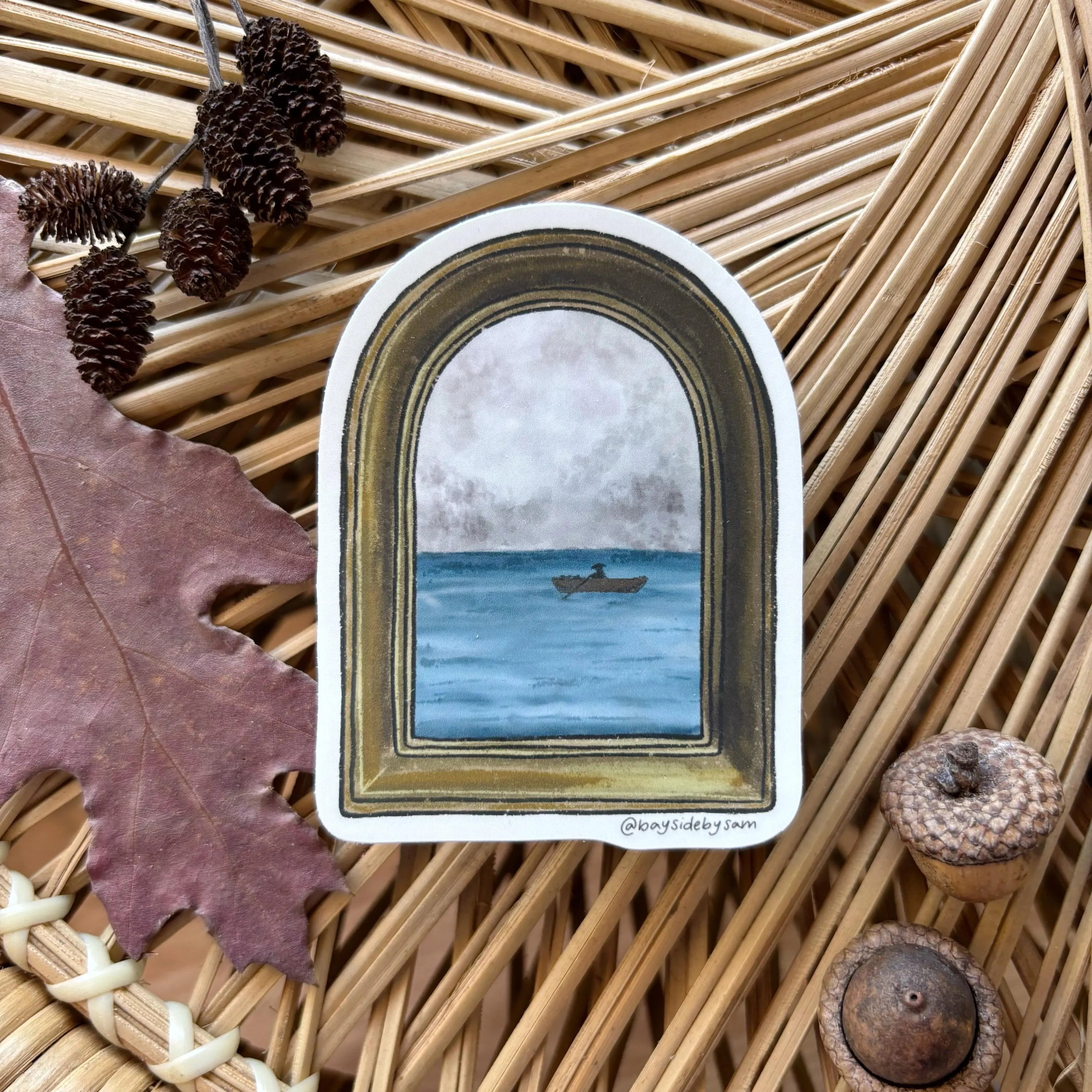 Vintage Ocean Frame Vinyl Sticker 3"