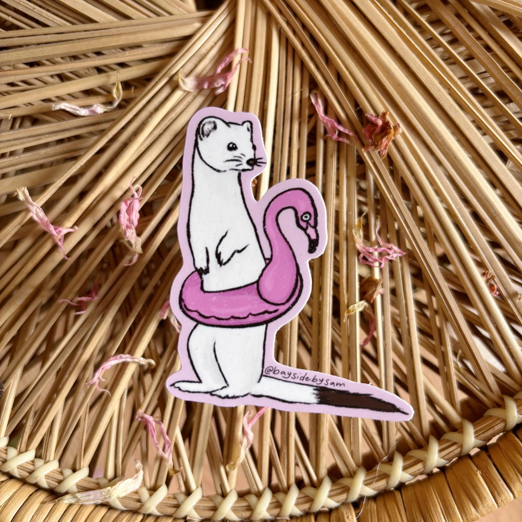 Summer Pool Stoat Vinyl Sticker 3"